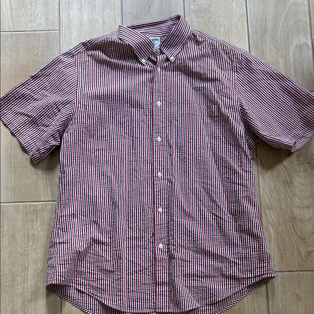 Brooks Brothers Red and White Striped Casual Shirt